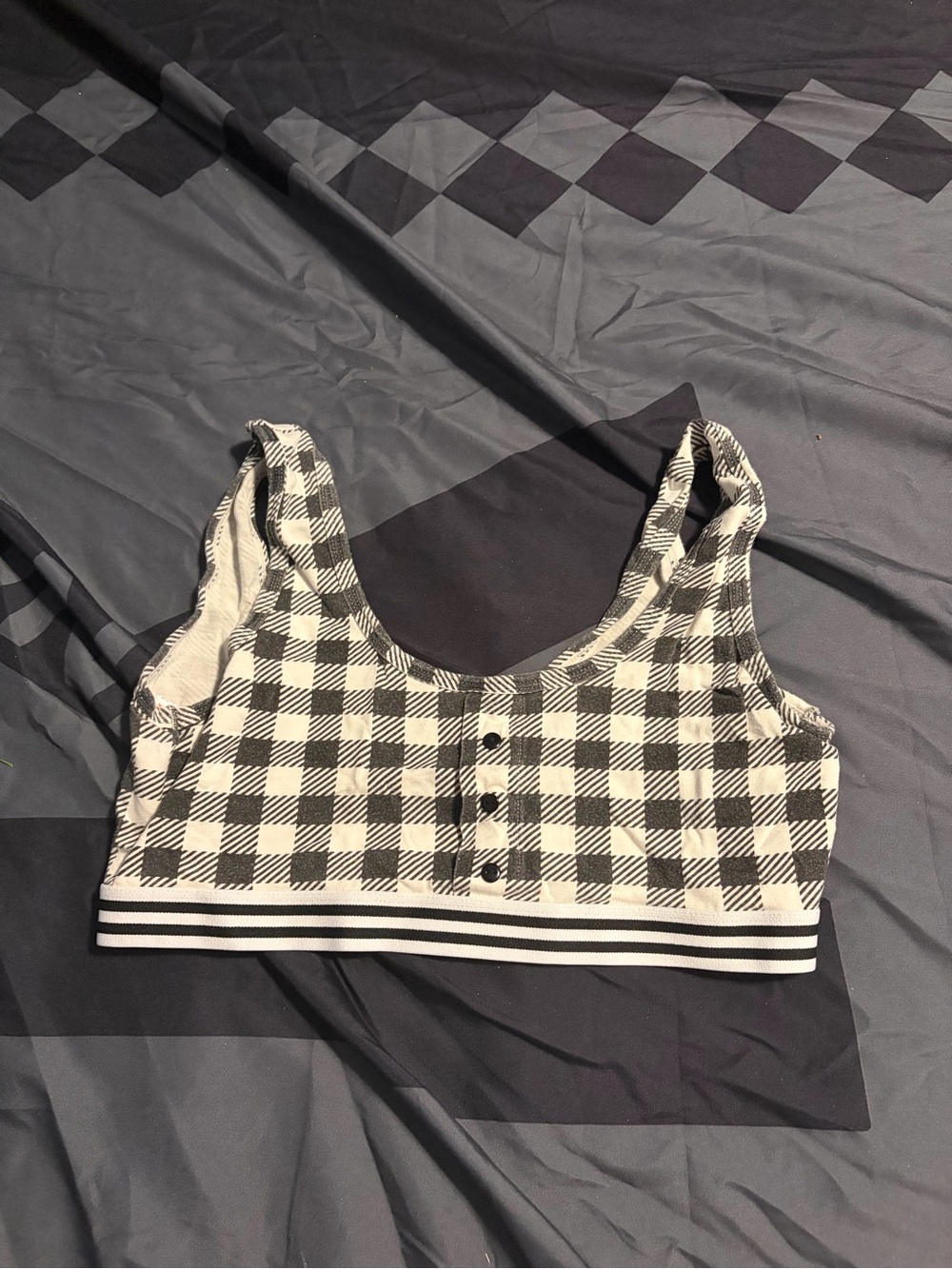 Joe Fresh Black and White Checked Cropped Tank